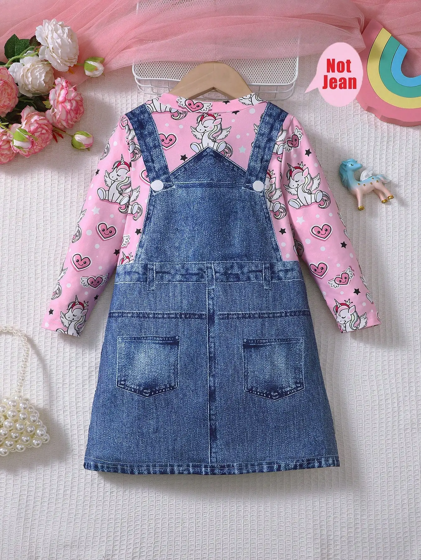 Robe licorne imprimée en 3D pour filles, mignonne, teinture par nouage, col rond, tricotée, manches longues, cadeau de fête pour enfants, printemps et automne