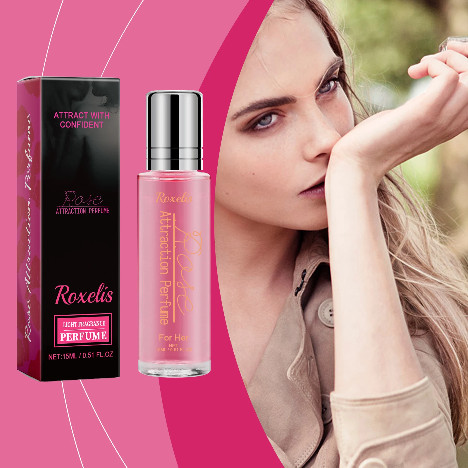 ROXELIS Rose Attraction Perfume Refreshing Portable Pheromone Perfum Long Last Scent Dating Fragrance Non Stimulation 0.51 OZ ﻿