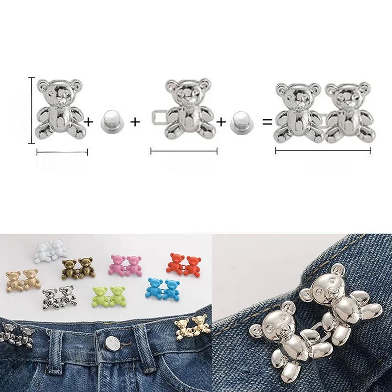 Pantalon à pression en forme d'ours réglable, bouton de jean, rallonge de taille, remplacement, broches de rêve, 1 paire