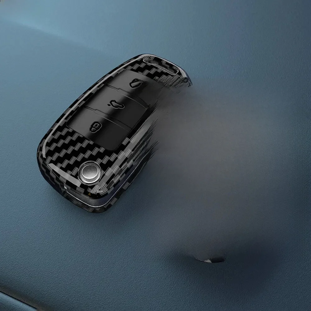 Housse de clé de voiture en Fiber de carbone ABS, pour Audi A1 A3 A4 8P 8L 8V A5 B6 B7 A6 A7 C5 C6 Q3 Q5 Q7 4F S3 S4 S6 RS3 TT