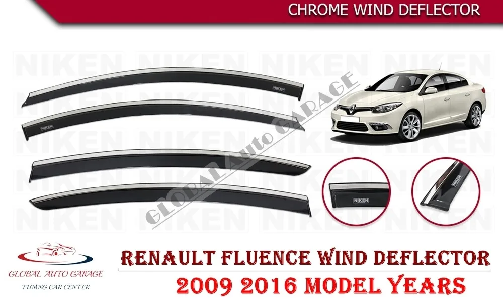 

For RENAULT FLUENCE Chrome Rain Wind Deflector 2009 2010 2011 2012 2013 2014 2015 2016 Sunshade Rain Guards Curtains Car Auto