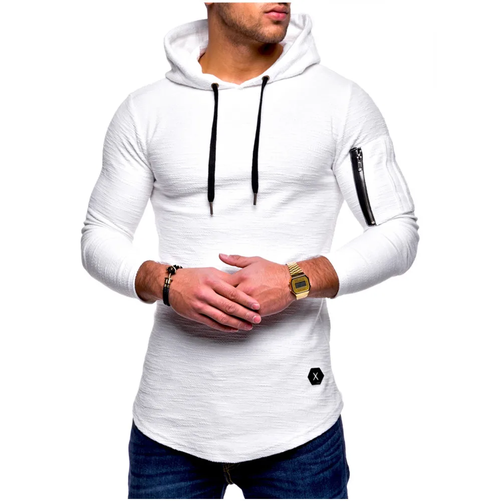 2022 Zipper panel new Men\'s T shirt Solid Color Long sleeve +Short Sleeve Daily Tops Casual Hooded T shirt Green Orange White