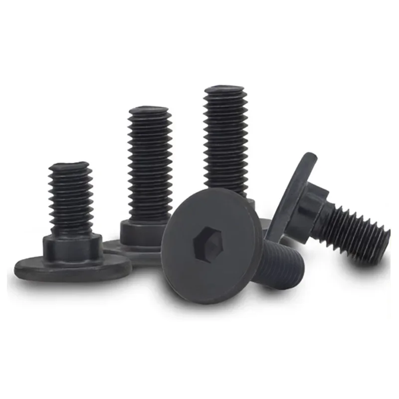 10 pièces noir en acier au carbone douille hexagonale grande tête plate étape vis M6 tête mince tête plate étape positionnement demi dent vis