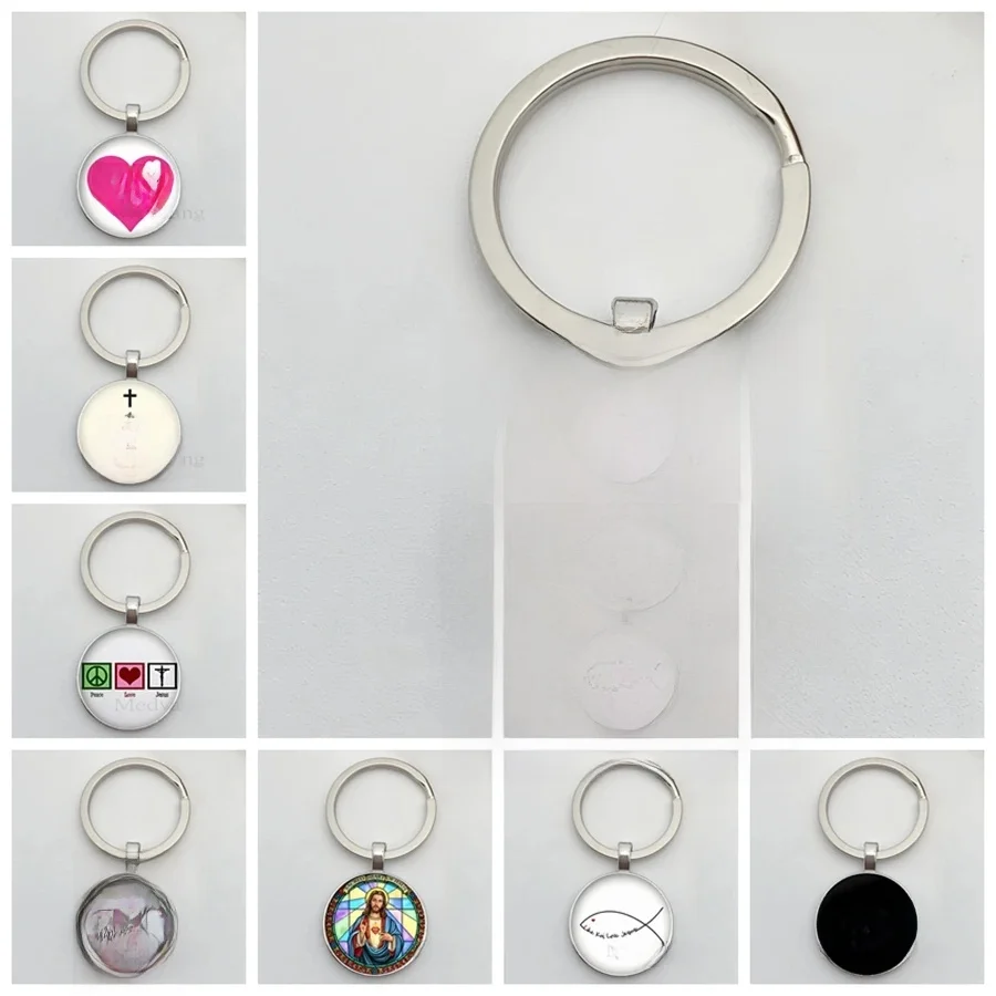 Porte-clés avec Logo I Love Jesus, motif de jésus, Cabochon en verre, porte-clés de voiture, bijoux religieux, cadeau de prière