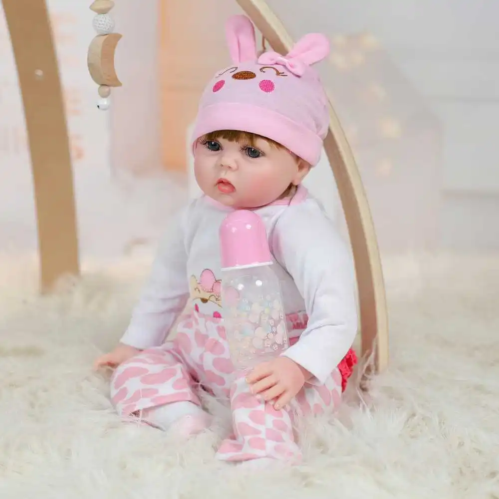Cloveray 22 inch Classic Realistic Reborn Baby Doll Super Cute Soft Vinyl Doll High Quality Toy Playing House Doll Kid Xmas Gift