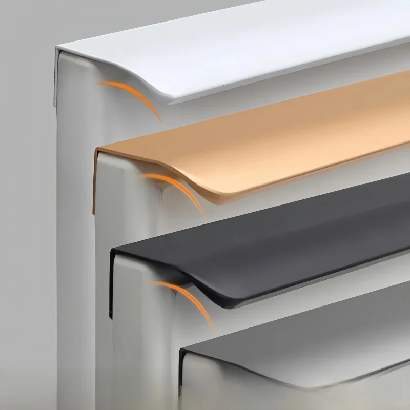Verborgen deurgrepen Zwart Gouden Mount Vingerrand Lade Trek Verborgen handgreep Aluminiumlegering Lange meubelgrepen Hardware - afbeelding 2