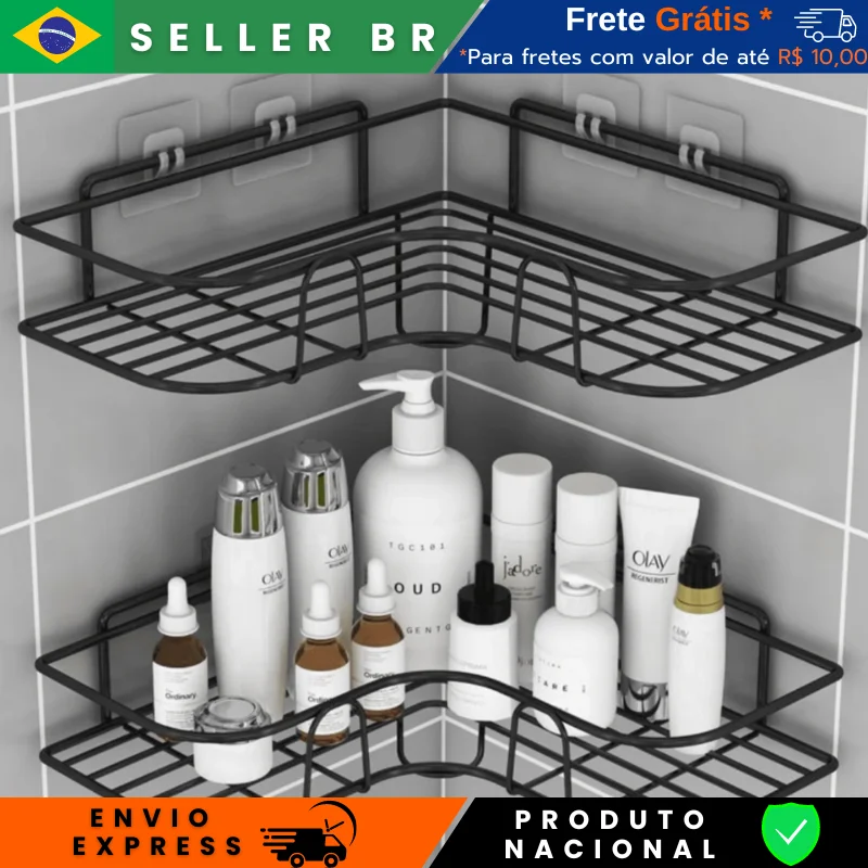 2 Shelves Kit Aluminum Organizer Rectangular Support Wall Sticker For Bathroom Cream Soap Bath Kitchen Rack