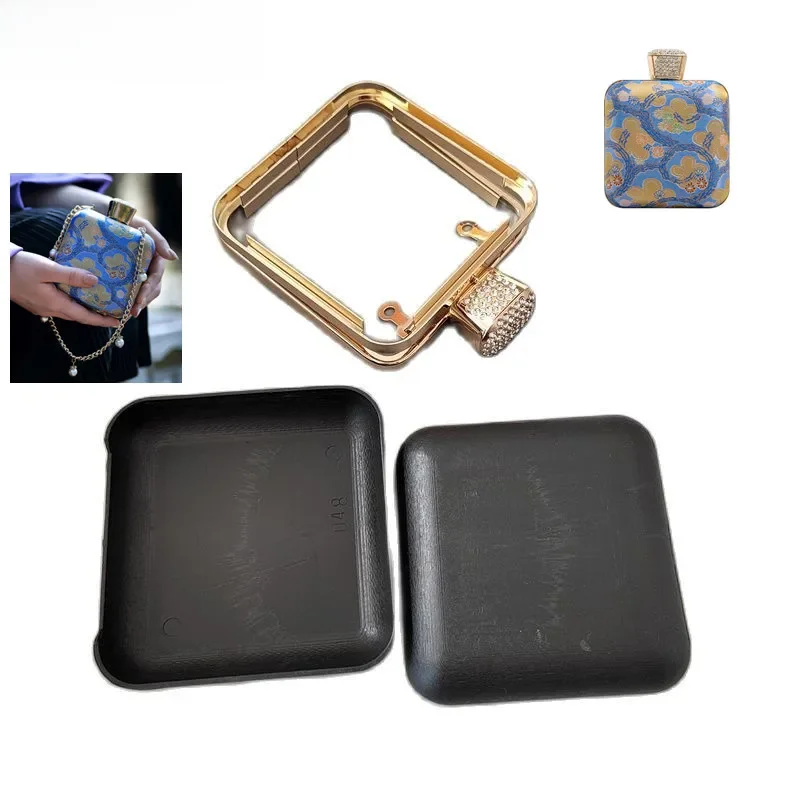 Nowa marka Małe mini metalowe pudełko Sprzęgła Torebka Rama Czarna plastikowa osłona Diy Torebka Akcesoria Części Obag Torebka Torebka — zdjęcie 2