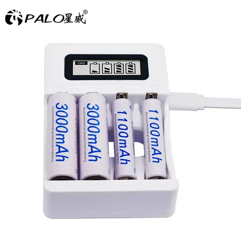 4 Slot Smart Fast Battery Charger LCD PALO