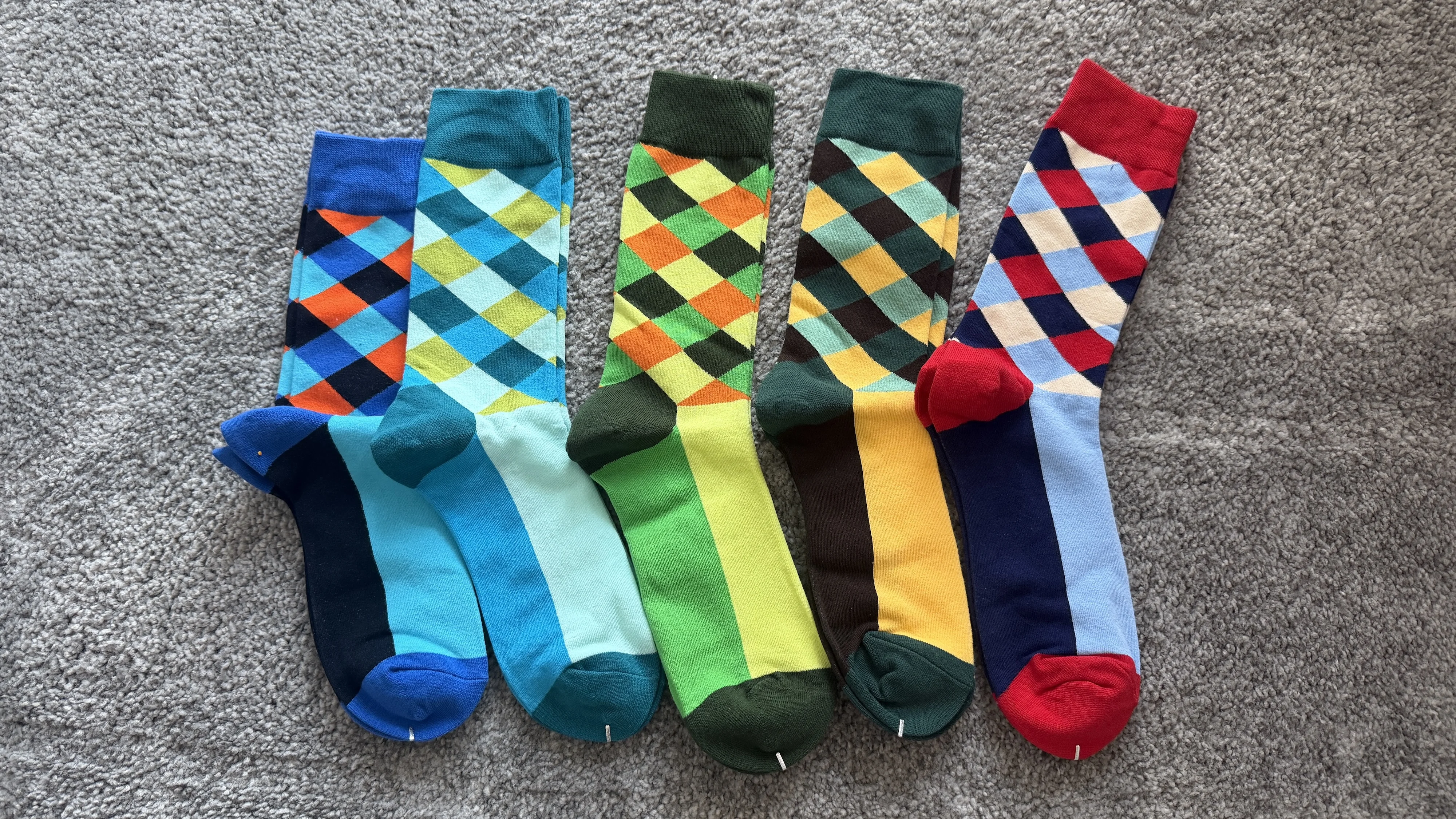 5 Pairs Novelty Men's Cotton Colorful Pattern Funny Fashion Happy Crew Dress Socks photo review