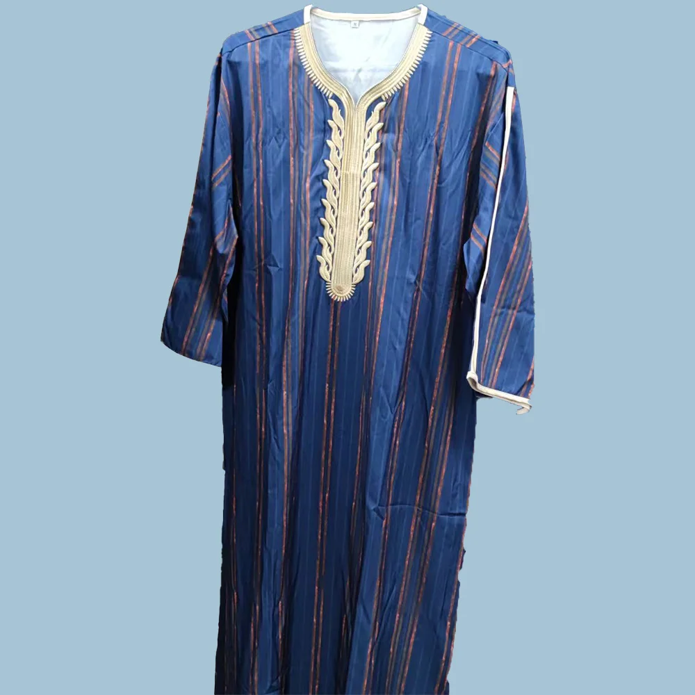 2024 New In Summer Muslim Traditional Oamis Male Prayer Clothing Morrocan Thobe Romadan Kaftan Short Sleeve Embroidery Gandoura