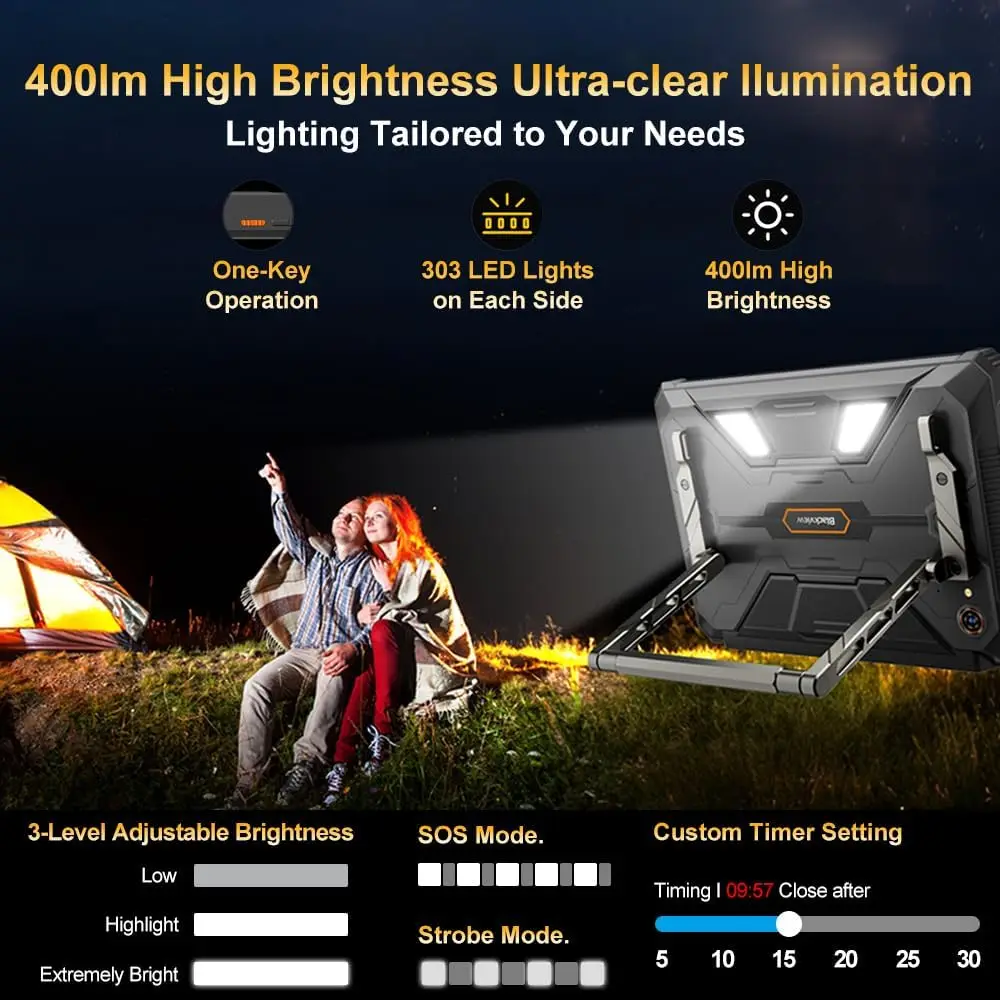 Tablet Proyector Blackview Active 12 PRO 5G, Tablet Resistente con Android 15, Batería de 30000 mAh, Pantalla de 11'', 36 GB 256 GB, Tablets para Exteriores
