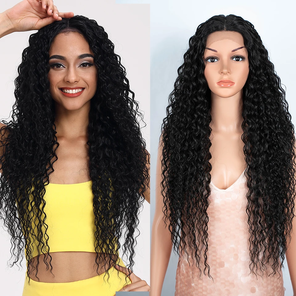 Synthetic Lace Front Wigs 30 Inch Long Curly Hair Lace Wigs For Women Ombre Brown HD Lace Front Cosplay Wig Heat Resistant