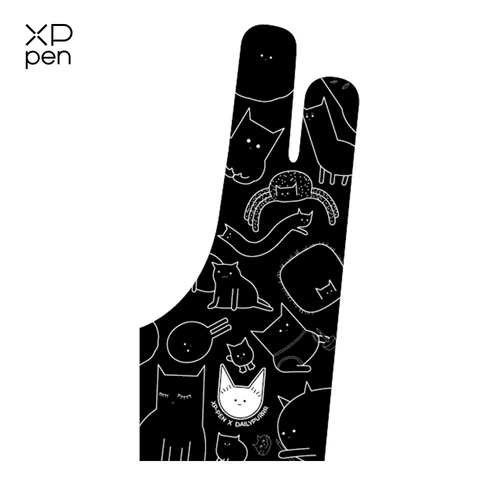 Guante antiincrustante de artista XPPen, cómodo guante de gato bonito de tamaño libre para tableta de dibujo/exhibición de dibujo
