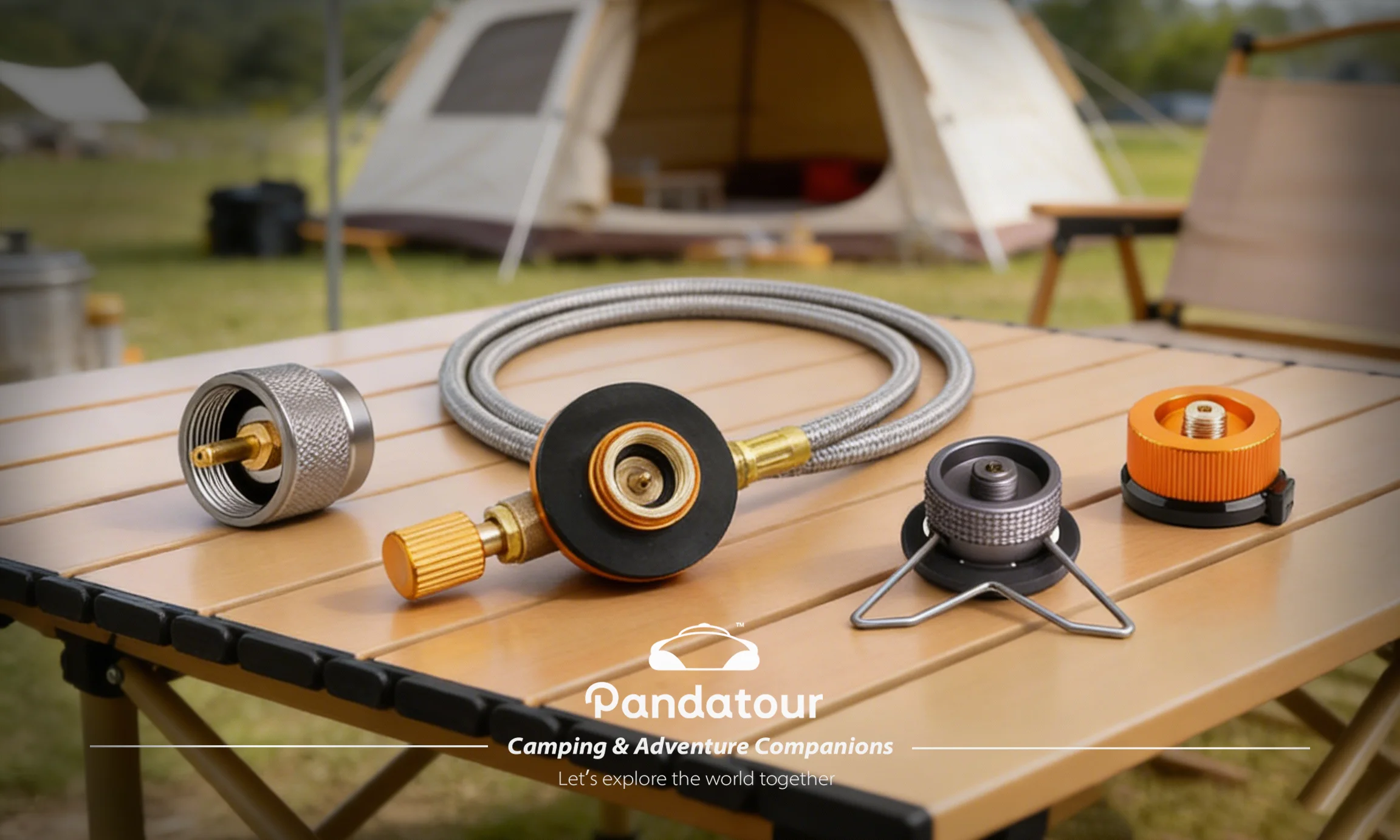 Pandatour Camping Gasherd Adapter ButaneAdapter Verlängerungsschlauch Split HerdKonverter Anschlussschlauch Gastank Adapter Ausrüstung – Detail 2