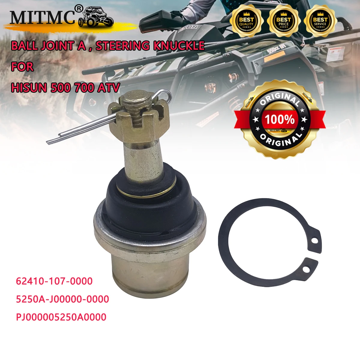 

Шаровой шарнир A, поворотный кулак для HISUN 500 700 ATV HS, код деталей 62410-107-0000 5250A-J00000-0000 PJ000005250A0000