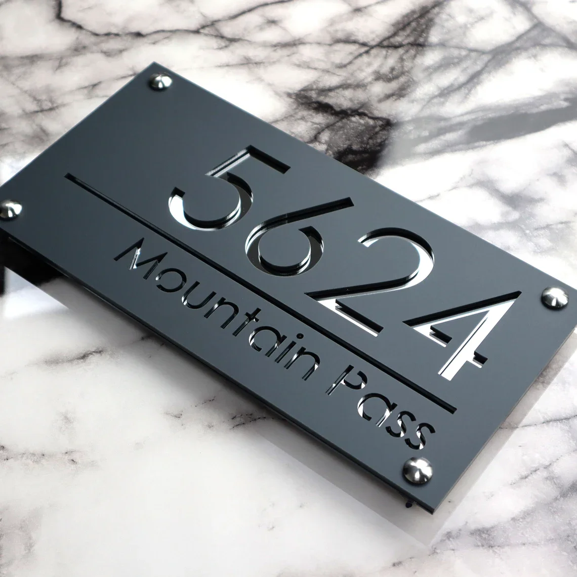 

House Wall Plaques Laser Cut Acrylic House Number Sign Floating Personalised House Sign Door Number 280mm x 140mm