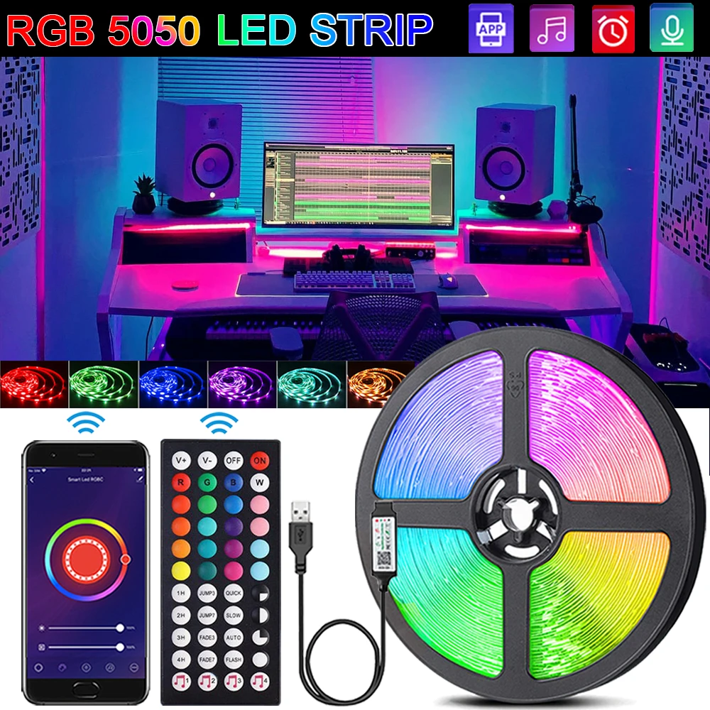 5V Rgb 5050 Led Light Strip Usb Infrarood Afstandsbediening Flexibele Lamp Tape Lint Diode Voor Festival Party Tv Bureau Slaapkamer