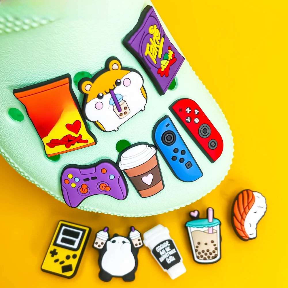 1 pièces manette de jeu collations breloques de chaussures Takis Chettos accessoires de chaussures café Boba thé sabot broches contrôleur de jeu décorations de chaussures