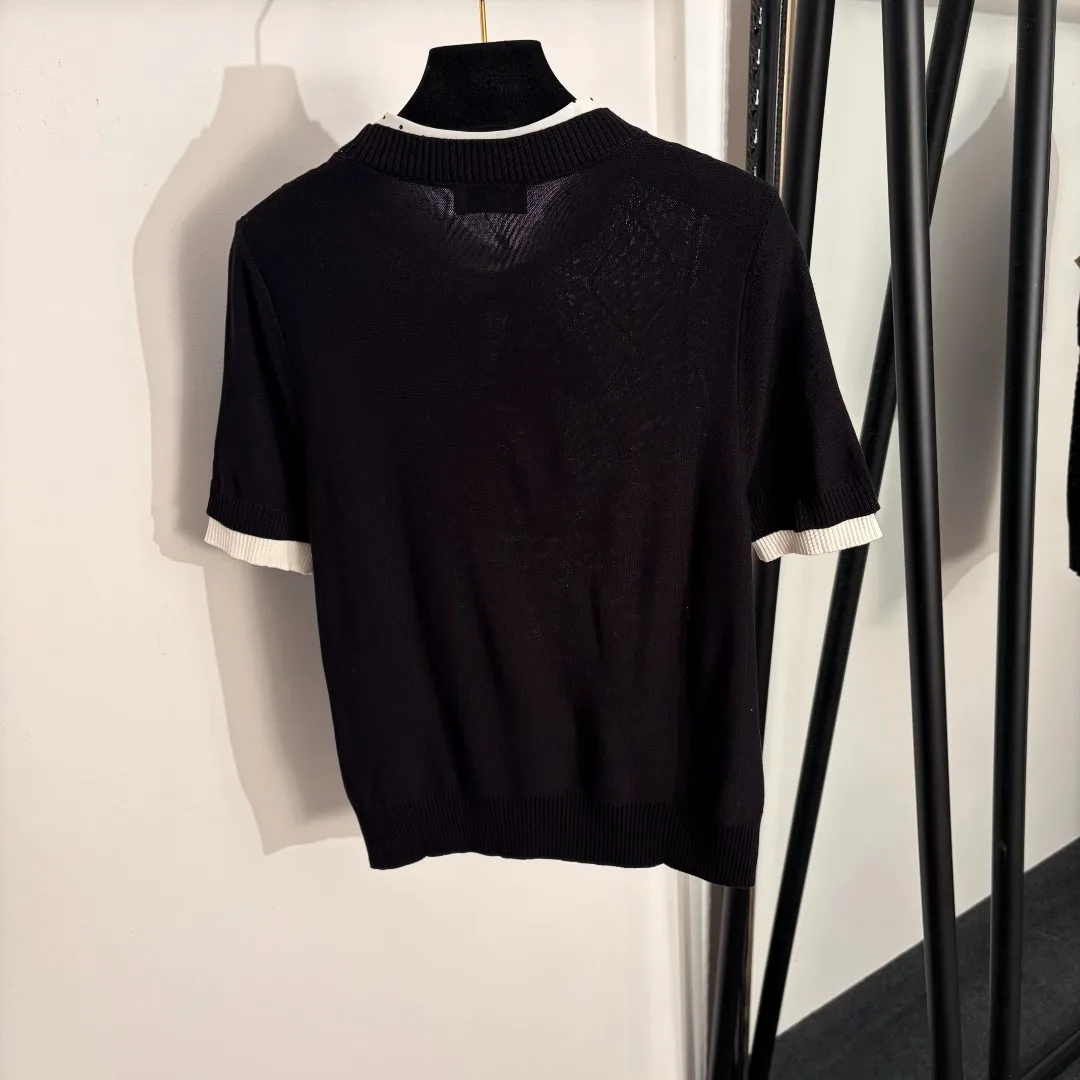 

2026 New Fashion Spring Vintage Color Block Slimming O-Neck Striped Half Sleeve for Women High Quality