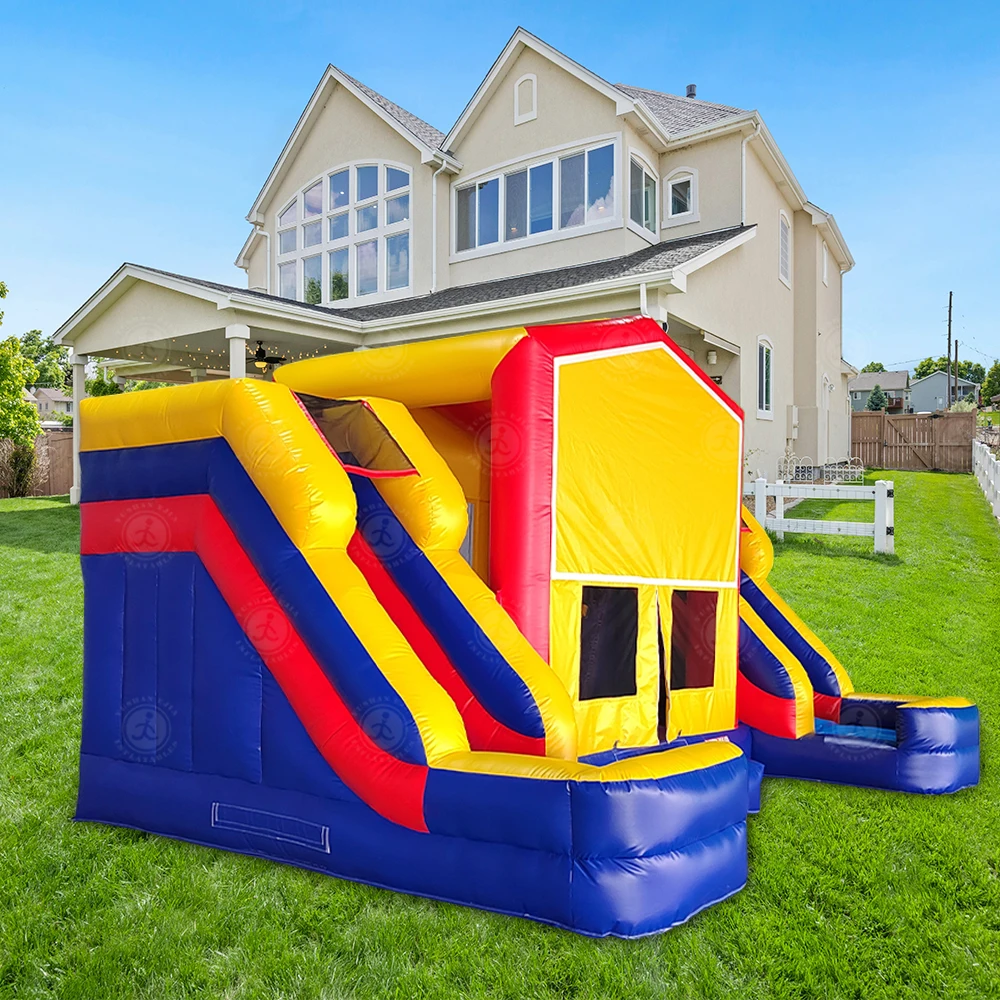 Commerical Large 21FT Multicolor Backyard Bounce House With Slide (Wet or Dry)  Durable  PVC Inflatable Playhouse For Kids Party