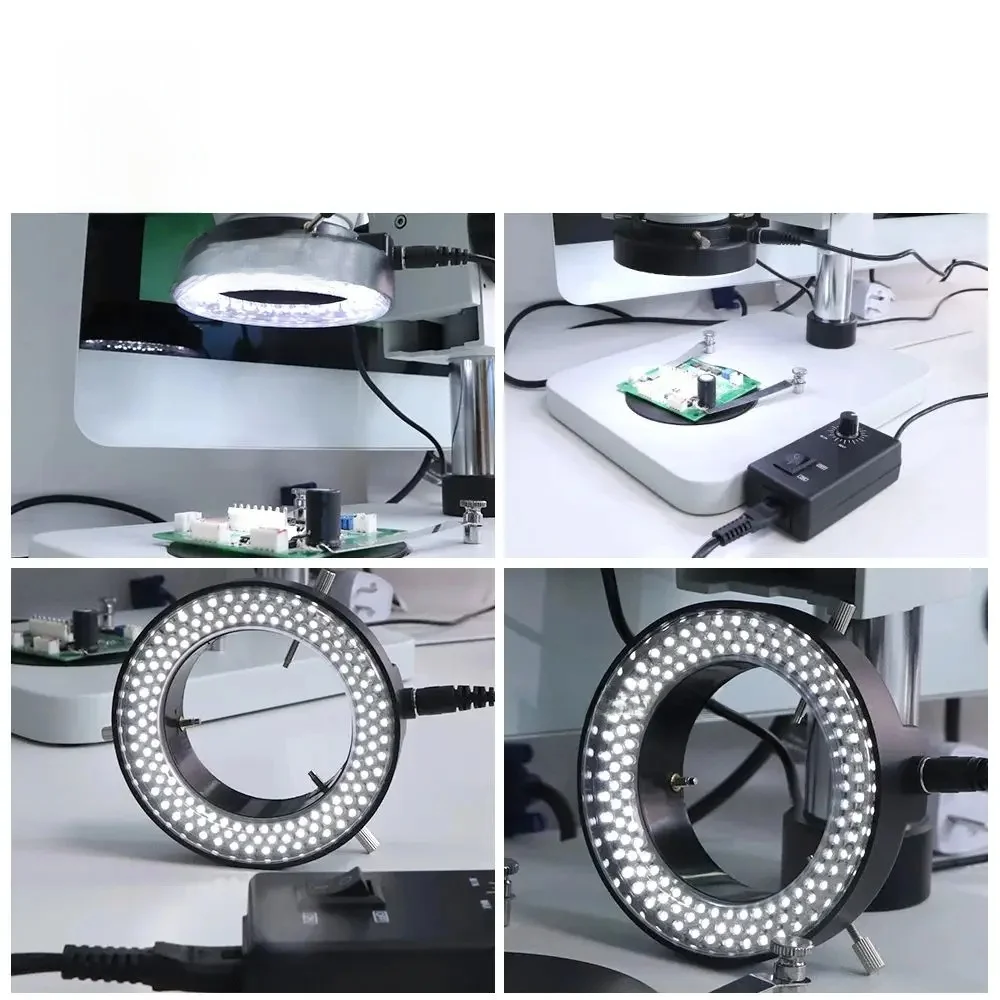 Lampa pierścieniowa LED 1-100% regulowana jasność światło wypełniające do trójokularowego mikroskopu stereo lupa narzędzia do lutowania telefonu — zdjęcie 2
