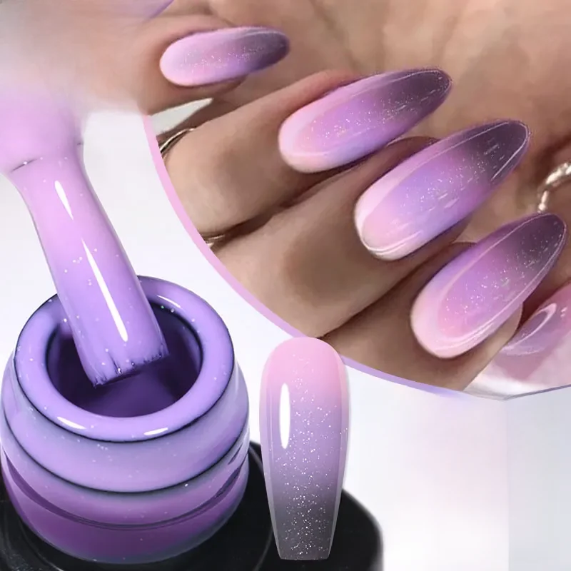 Shimme – vernis à ongles Gel thermique à paillettes, 3 couches, Gel à changement de température, Semi-Permanent d'hiver, à tremper, UV, 7ml