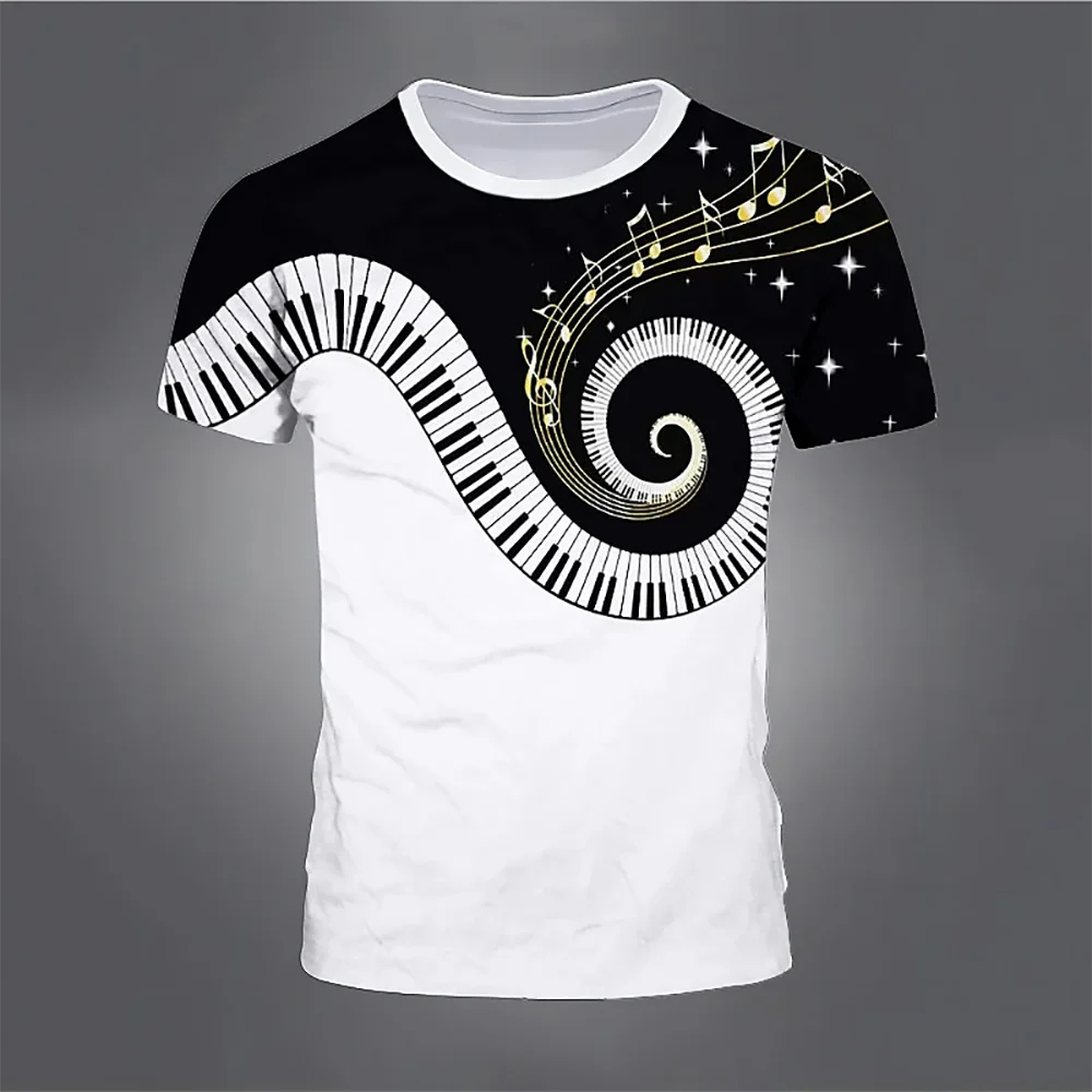 Summer T-Shirts Piano Musical Note 3D Print Streetwear Boys Grils Fashion Oversized Short Sleeve T Shirt Kids Tees Tops Clothing