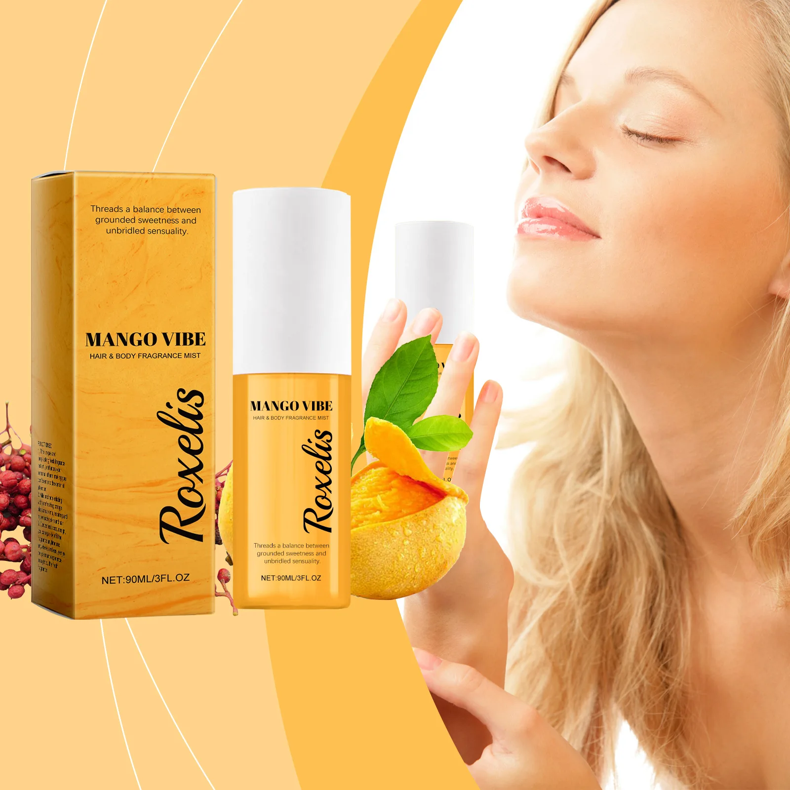 

Roxelis 90 мл Mango Vibe Духи Свежий фруктовый вкус Романтический аромат свиданий Стойкий аромат без спирта Шарм Release Духи