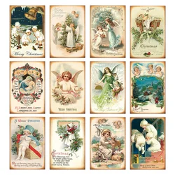 12pcs Vintage Christmas Angel Greeting Cards,Victorian Blessing Postcards Set,DIY Wall Art Decor,Gift Tags & Holiday Decorations
