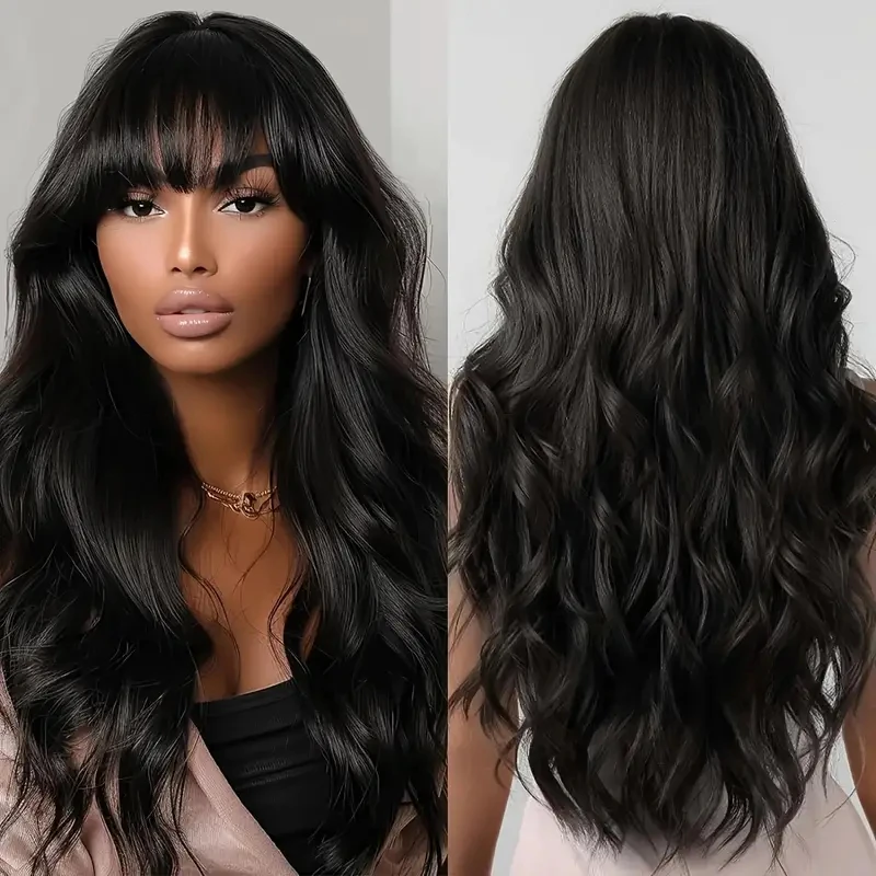 

Alimice Body Wave With Bangs Glueless Machine Made Wigs For Women