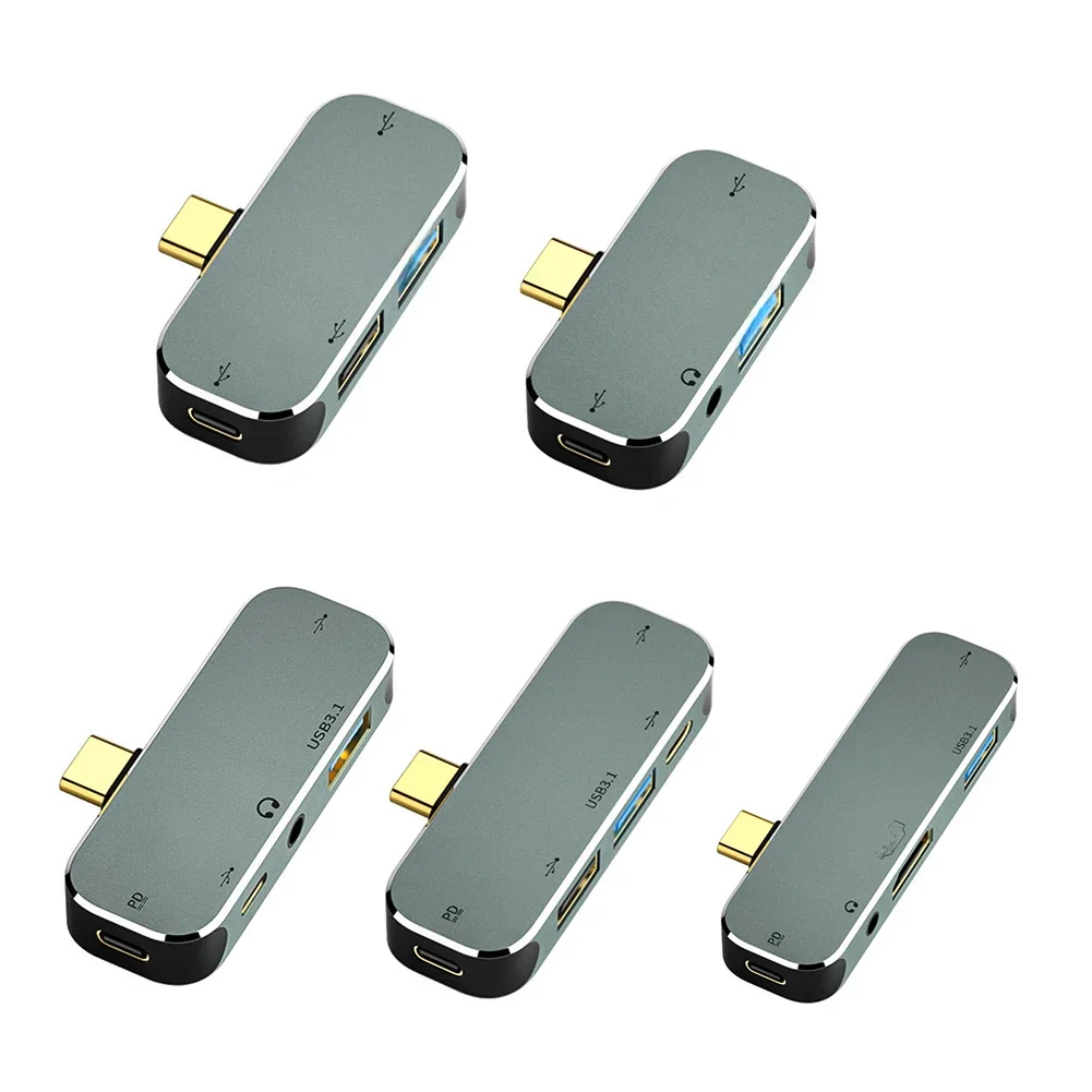 Wielofunkcyjny koncentrator 6 w 1 typu C 3.55mm Jack PD100W USB3.0/USB2.0/USB3.1 kompatybilny z HDMI koncentrator USB Extender — zdjęcie 2