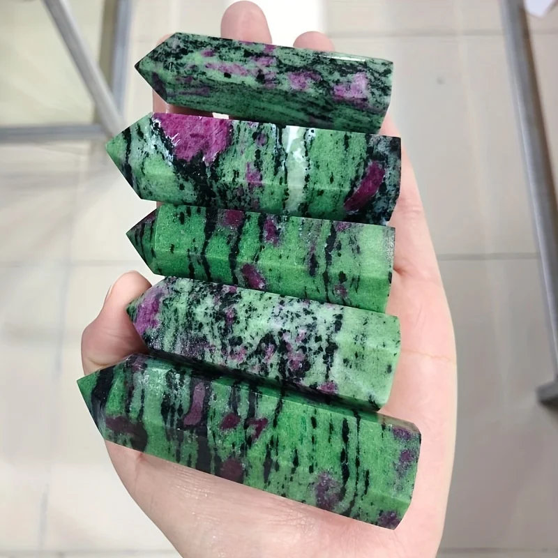 1pc Natural Ruby Zoisite Crystal Column - Natural Mineral Pit with Ice Crack Patterns, Perfect for Home Decor & Give Gifts