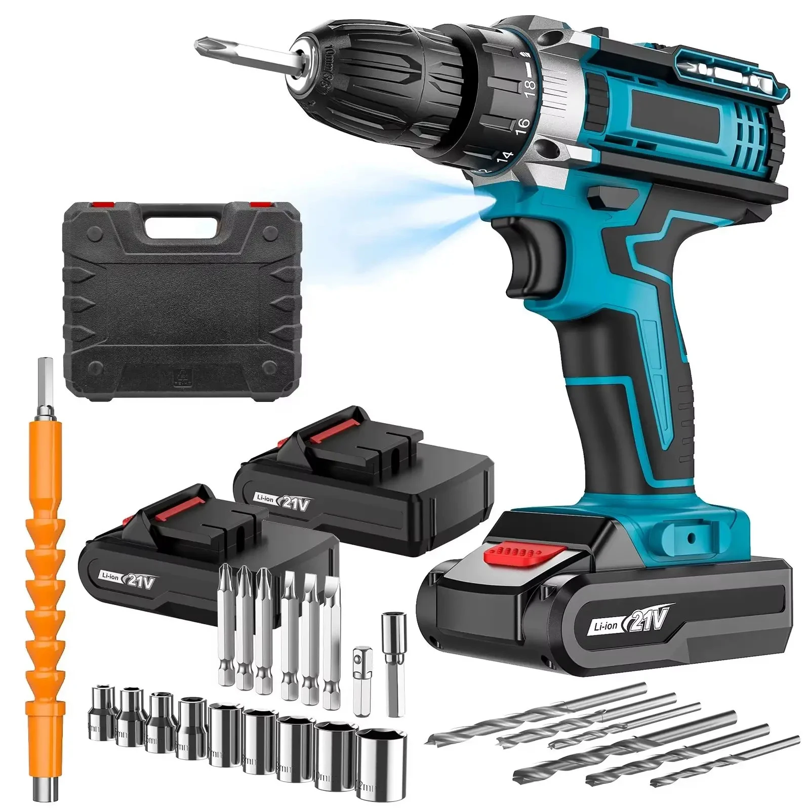 atornillador de impacto inalambrico 3 en 1 taladro manual juego de destornilladores electricos 32 ajustes de torque 2 velocidades 1350 rpm con 2 baterias