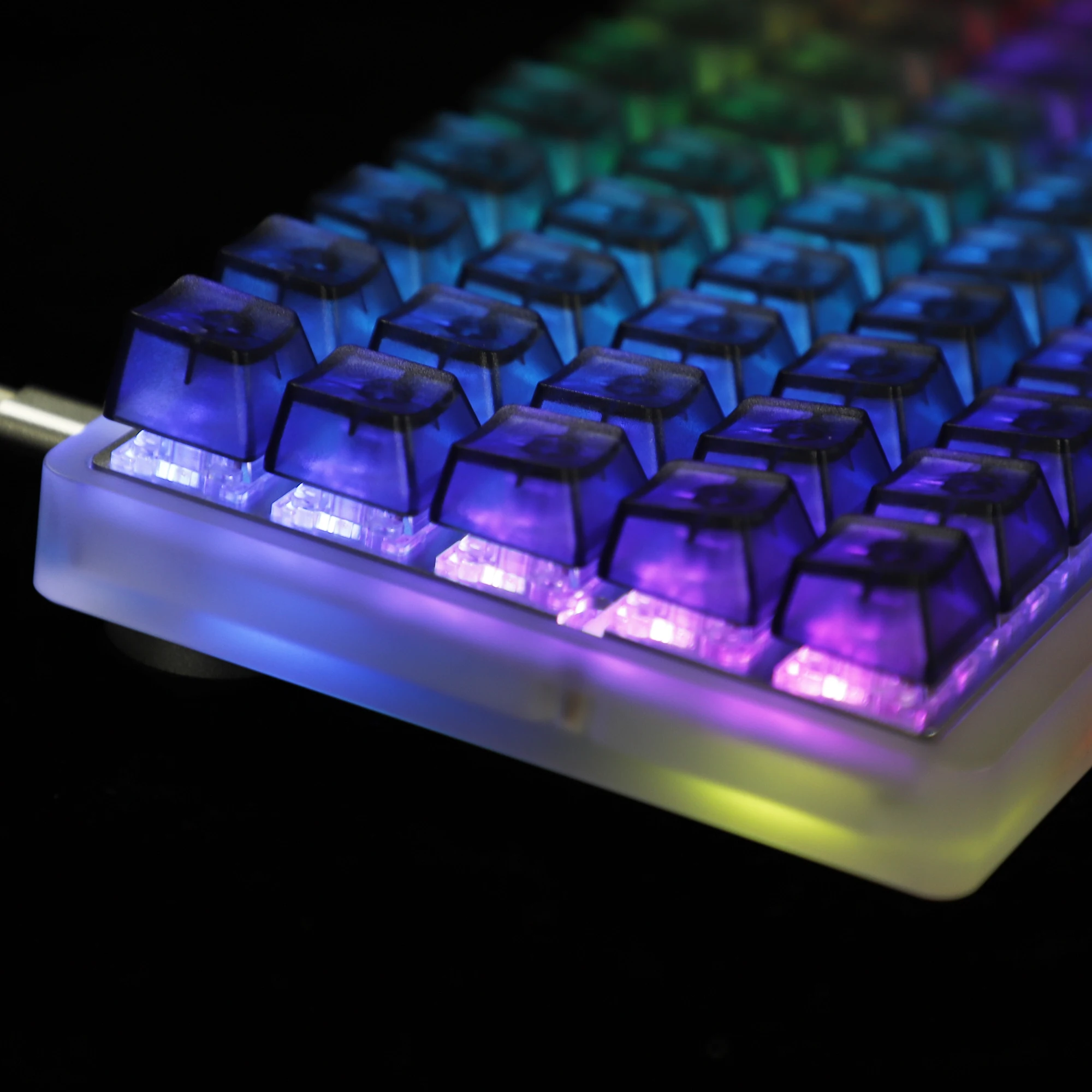 OEM Profile Blank ABS Keycaps Fog Black Clear Shine Through For Ortholinear Layout MX Keyboard XD75 ID75 Planck Preonic Niu40