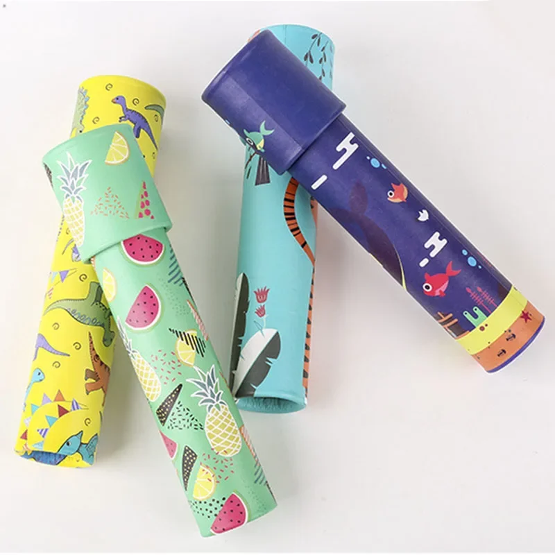 Kaléidoscope rotatif en papier de dessin animé, 1 pièce, jouet magique changeant Non réglable, jouet du monde coloré pour enfants, jouets éducatifs classiques