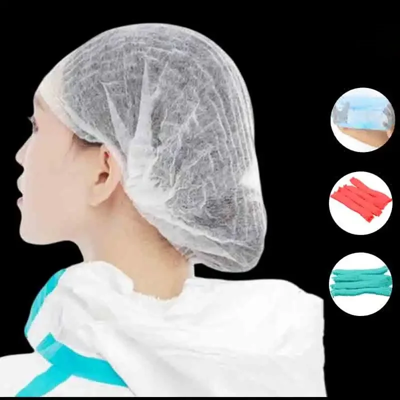 100 pièces jetable Non-tissé bande chapeau hôtel atelier bouchon anti-poussière bleu blanc bonnet de douche pour Spa Salon de coiffure accessoires de beauté