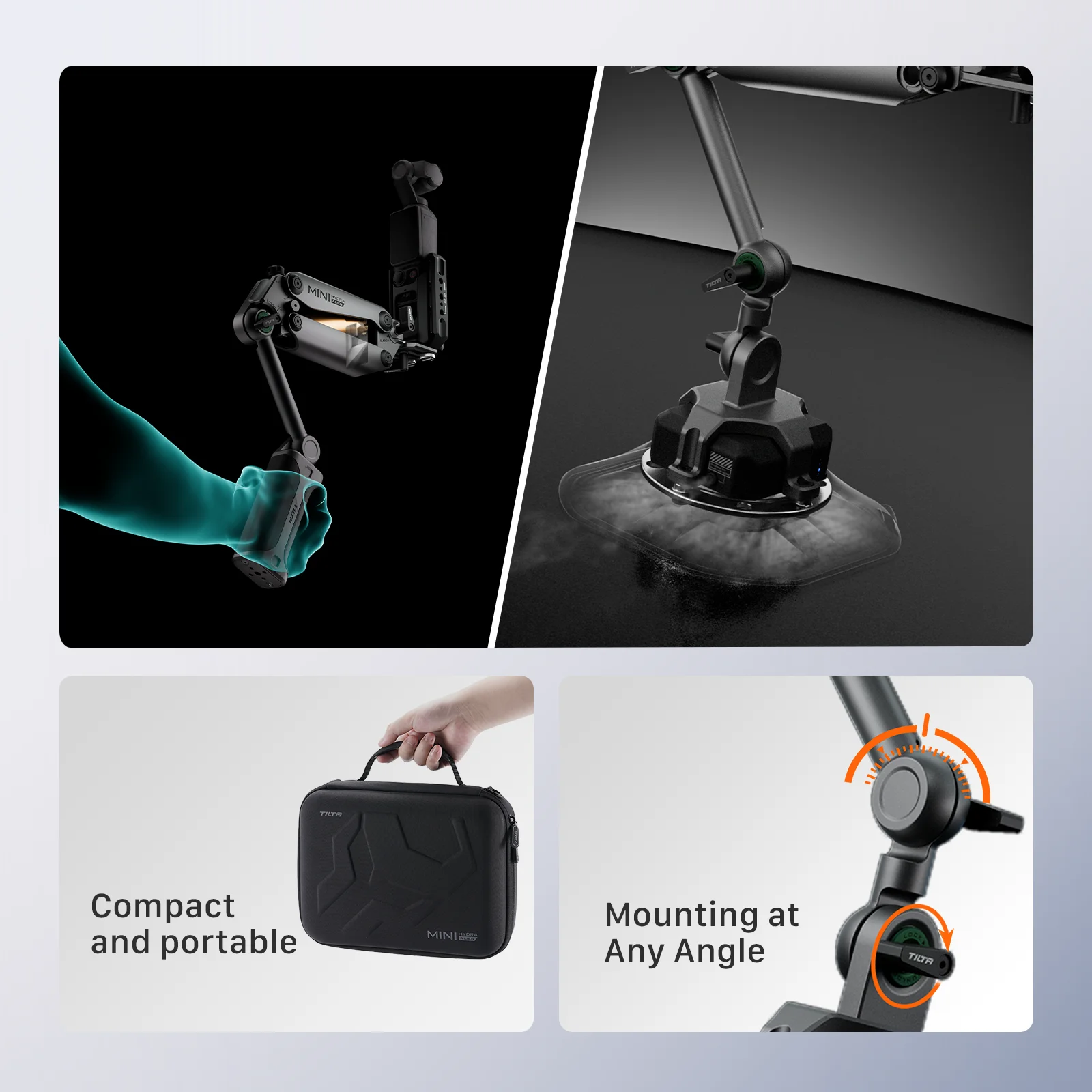 TILTA HDA-T15 Hydra Alien Mini Shock Absorbing Arm Car Shooting E-Suction Cup For DJI Osmo Pocket 4 Pocket 3 for Insta360 X4