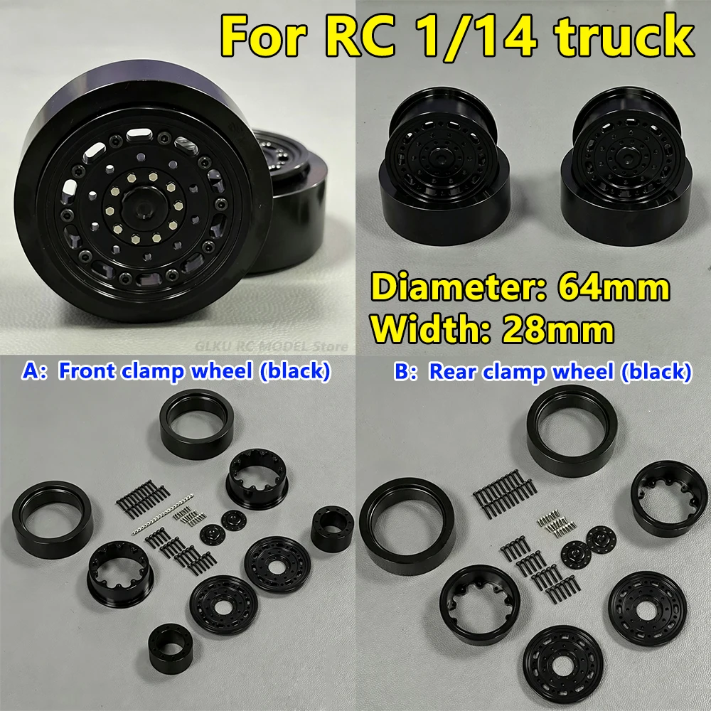 RC 1/14 Truck Climbing Tire 1.9-Inch Weighted Wheels For Tamiya 1/14 RC Tractor Truck and Dump Truck Model Toy DIY Upgrade Parts