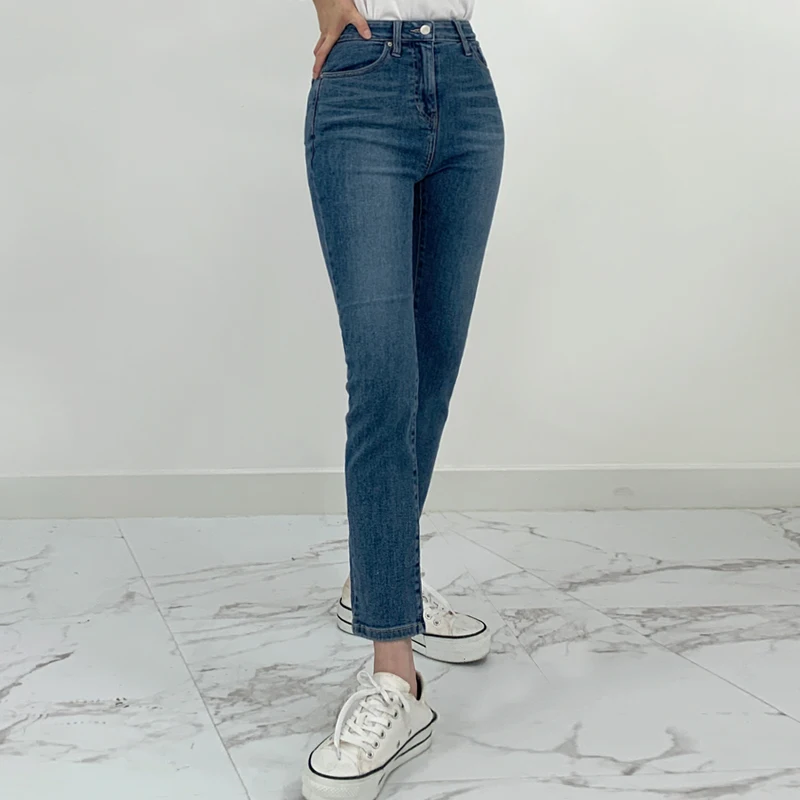 [마끼] Secret Hidden Band Straight Denim Pants Women's Stretch Domestic Made Jeans (2Color)