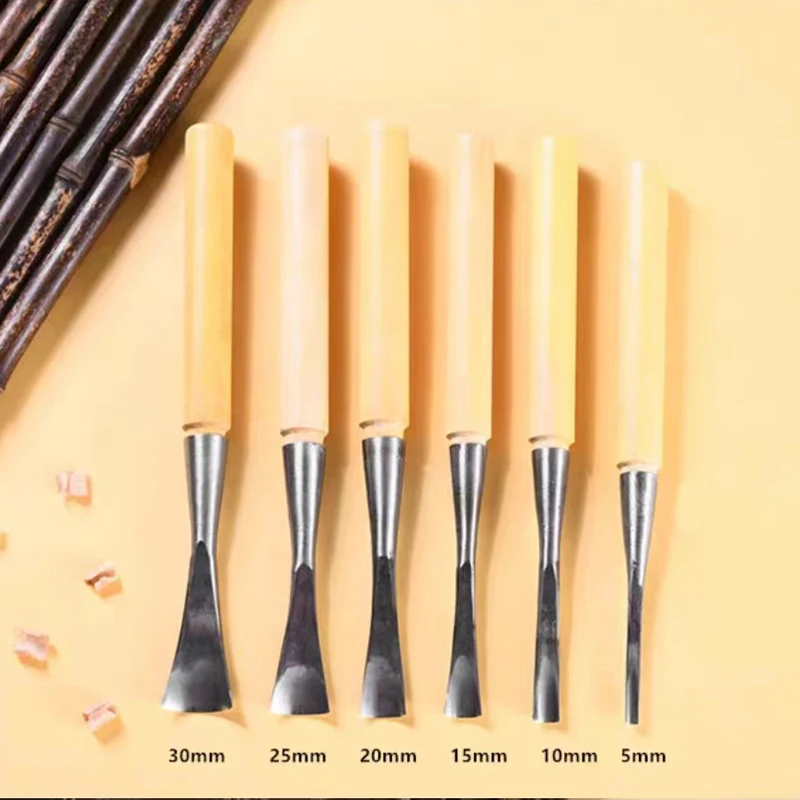 Wood Carving Tool Handmade Woodworking Carving Tool Arc Carving Knife Grinding with Handle Blank Depth Circular Knife