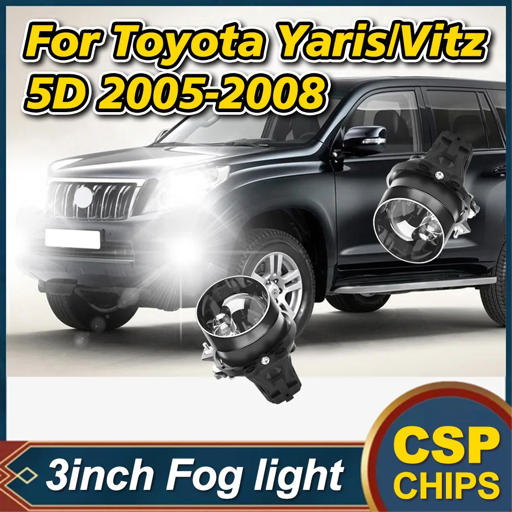 

3 Inch Bi LED Fog Lights Double Hyperboloid For Toyota Yaris/Vitz 5D 2005-2008 LED Car Fog Lamps H11 Plug