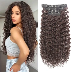 Synthetic Kinky Curly Clip In Hair Extensions Black Brown 4pcs/set Full Head Fake Pieces Hair Accessories Suitable For Women