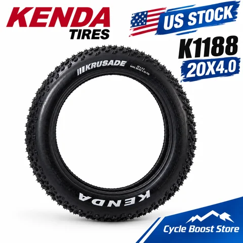 Kenda K1188 Krusade Fat Tire 20x4.0 Bicycle Tire 20"x4.00 Wire Clincher SRC Black Fat Bike Tyre 20x4.0 Outer Tube