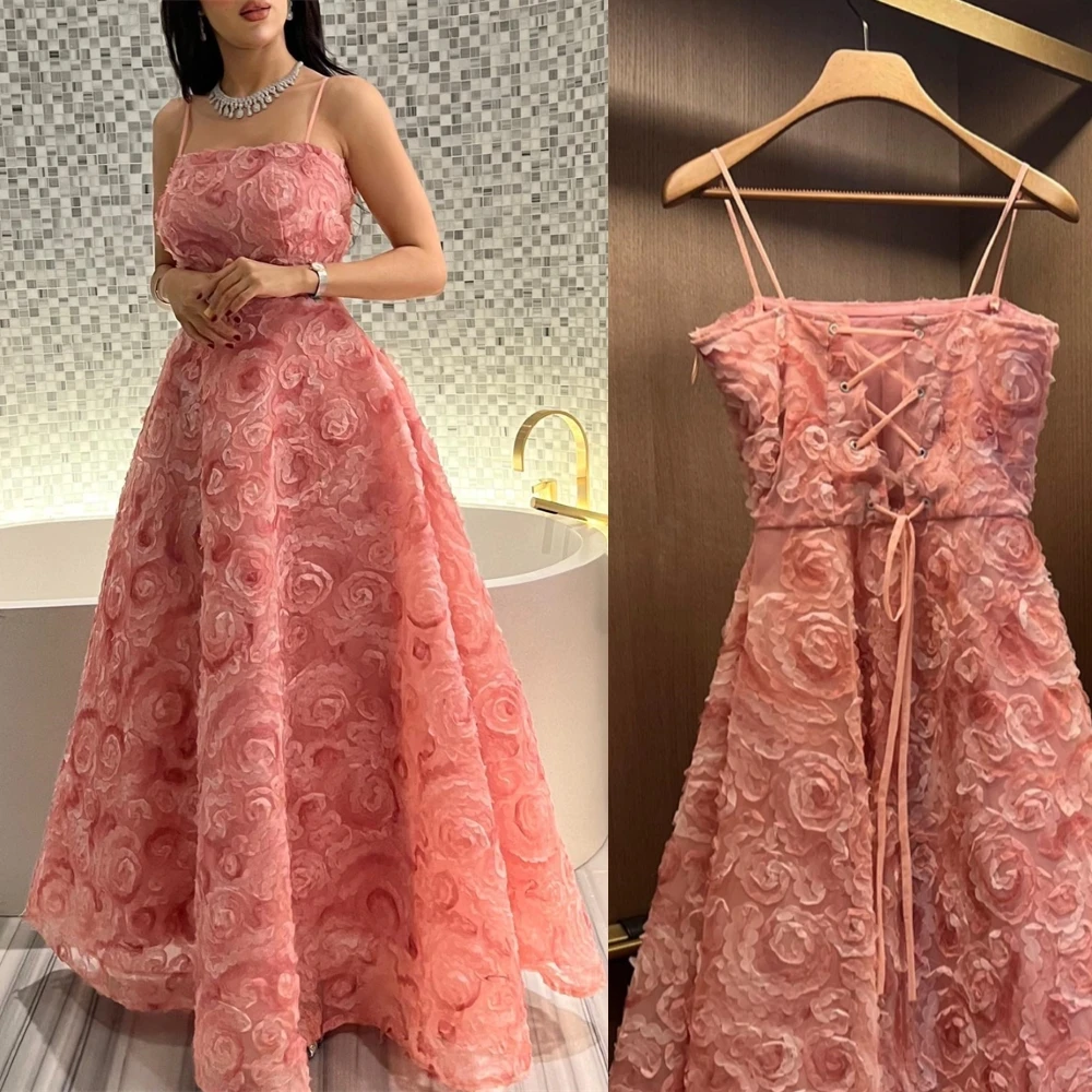 Vestido de fiesta personalizado sin tirantes para mujer, novedad de 2023, vestidos de noche de moda con forma de hoja de rosa en 3D, vestidos para