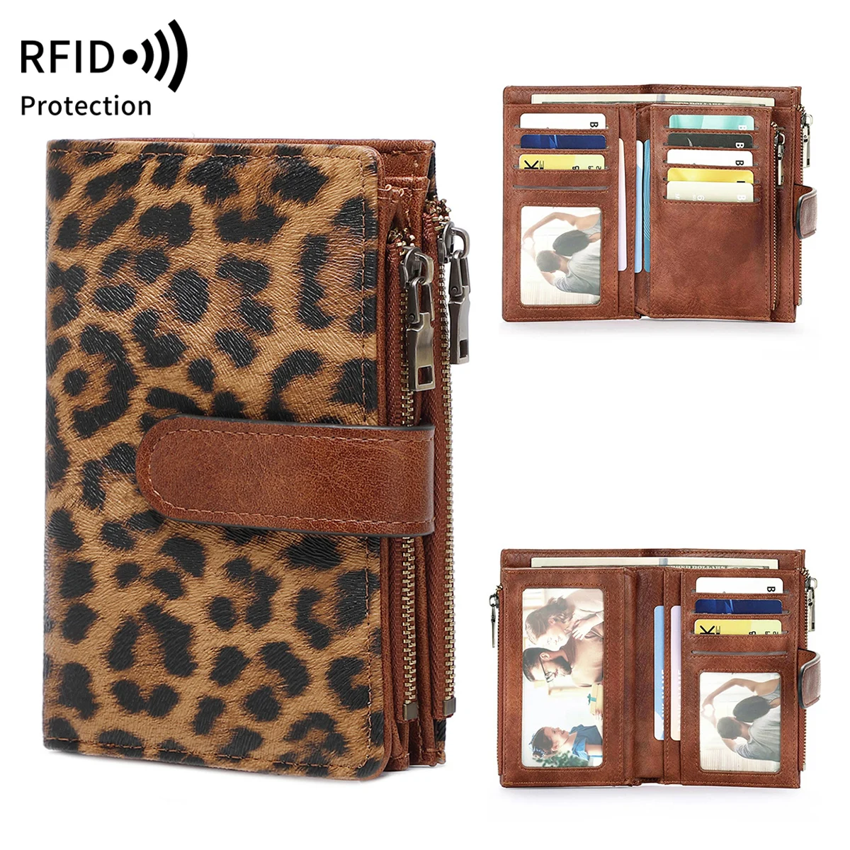 RFID Shielded Vintage Trifold Wallet |Women's Multi-functional Large Credit Card Holder Capacity,with Zip Pockets, Snap Closure