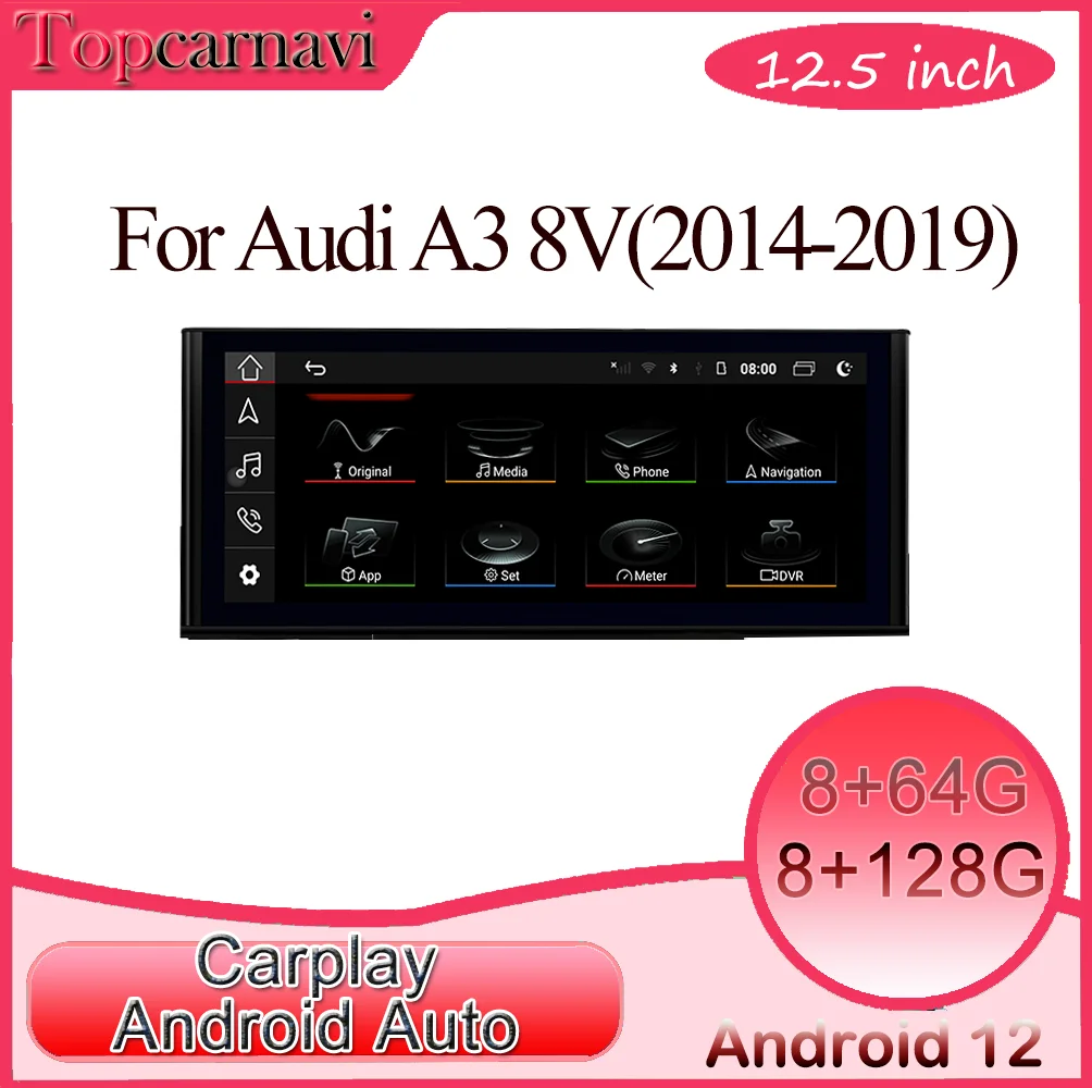 Android 12 smart radio car radio stereo receiver Radio 2 DIN car receiver CarPlay for Audi A3 8V(2014-2018)