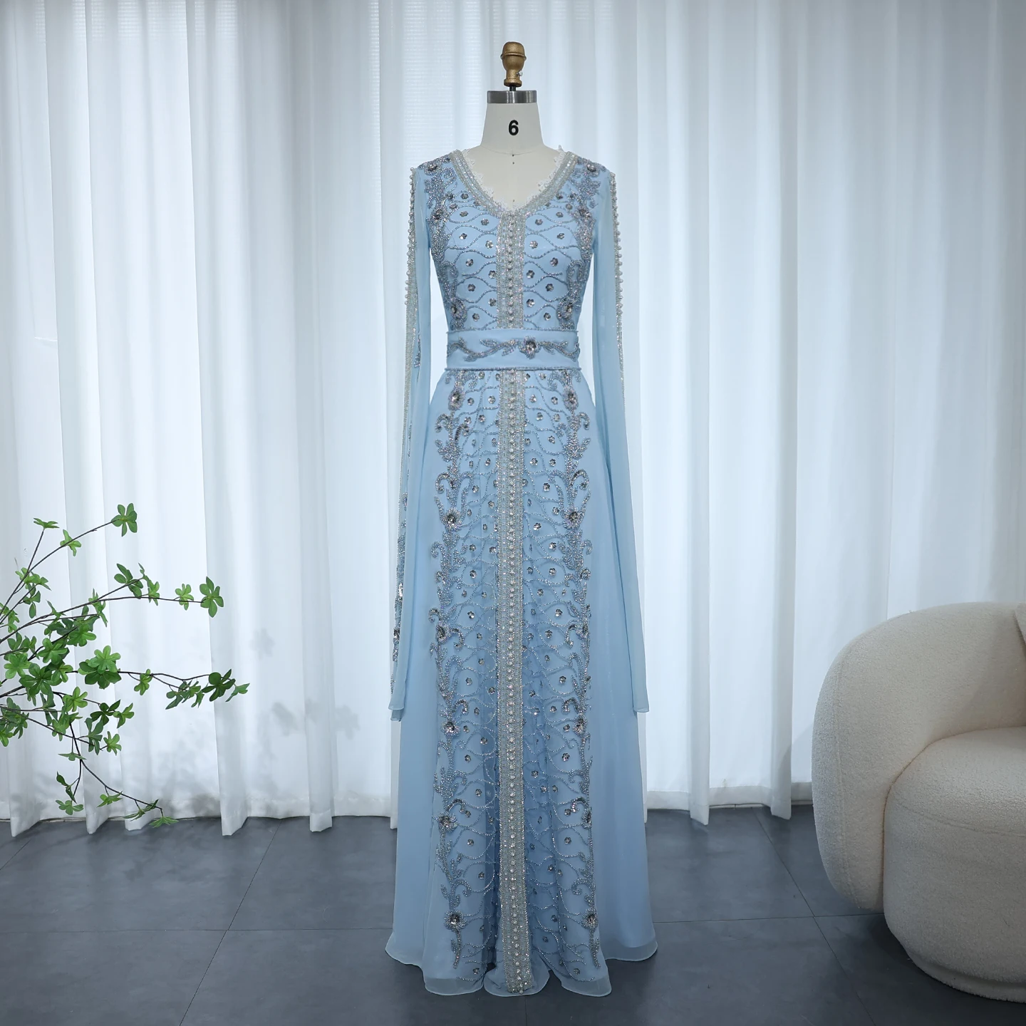moroccan formal dress Black Moroccan Kaftan: Elegant Silver Neckline Maxi Dress