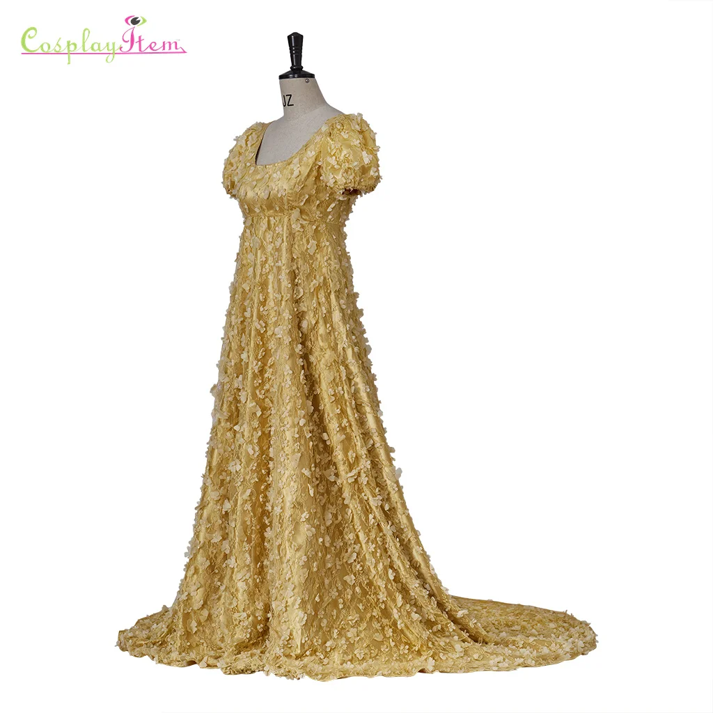 TV Cosplay Daphne Yellow Lace Dress Women's Regency Dress Inspired High Waist Jane Austen Tea Party Dress Halloween Clothing