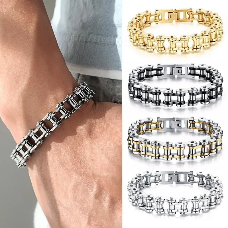 AliExpress ZHIXUN Stainless Steel Biker Chain Bracelet Mens Bracelet Link Chain Motorcycle Bicycle Style Bracelets Fashion Punk Bangles Jewelry